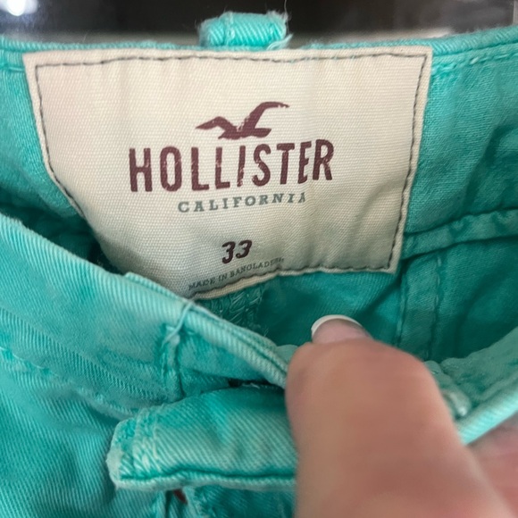 Vintage Hollister Y2K Button Fly Turquoise Shorts Size 33 - Picture 3 of 5